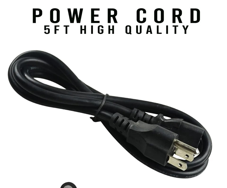 AC Power Cord Cable 3 Prong Plug 5FT Standard PC 