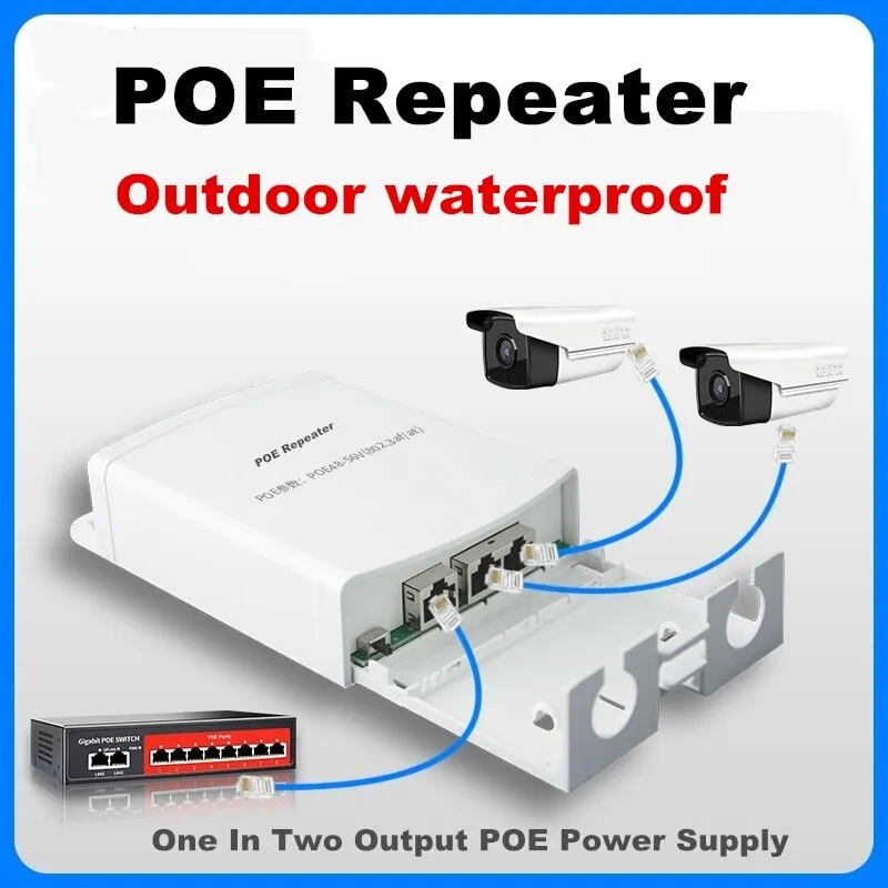  Outdoor Waterproof POE Extender Repeater Network Extension Poe Switch 200m (2 port)