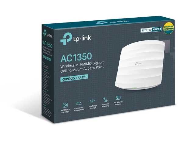 TP-Link EAP225_V3 AC1350 Wireless MU-MIMO Gigabit Ceiling Mount Access Point