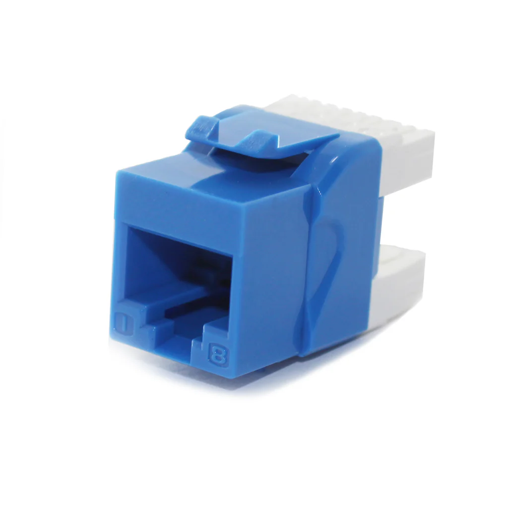 Cat6 Keystone Jack - 180 Degree, UTP, Punch Down, Blue 