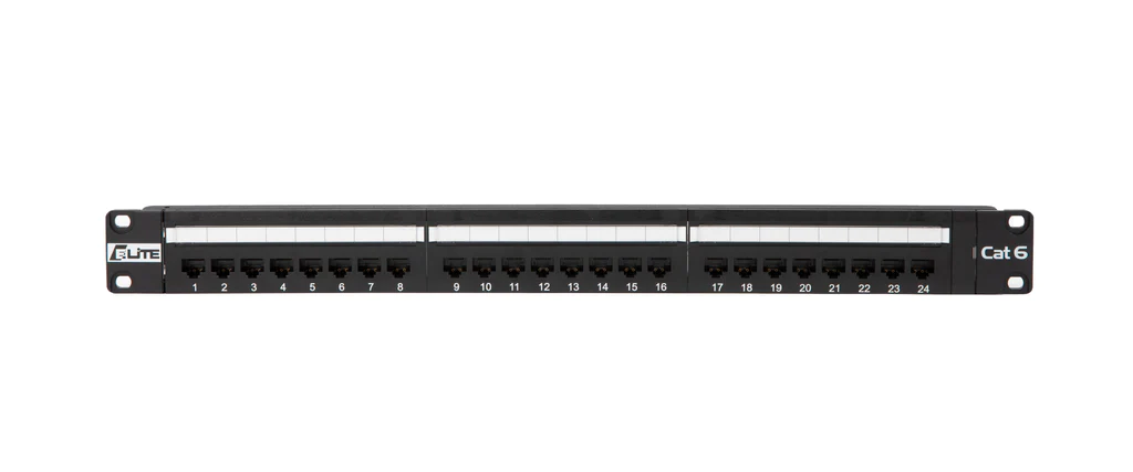 Cat6 Patch Panel, 24 Port 19" Rack Mount, 1U