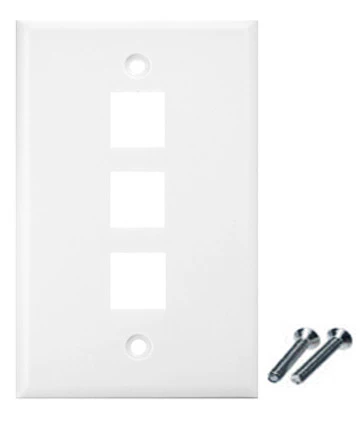 3 Port White Wall Plate white