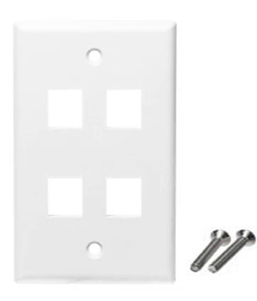 4 Port White Wall Plate White