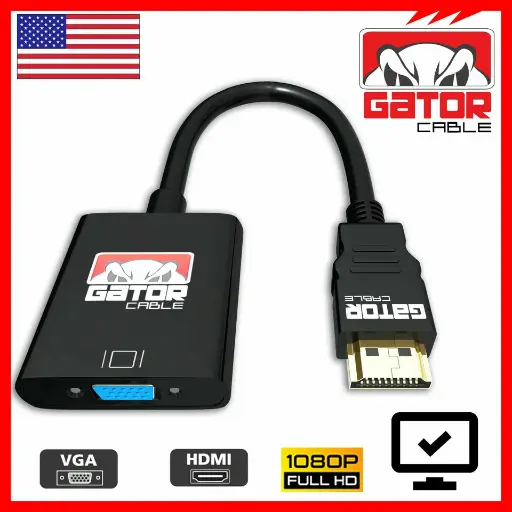 HDMI to VGA Cable Adapter Converter for HDTV PC Desktop Monitor Laptop 4K Video