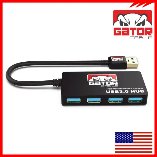 USB 3.0 Hub 4-Port Adapter Charger Data Super Speed for PC Mac Laptop Desktop