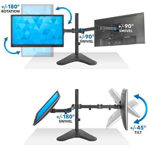 [mi-2781b] Mount-It! Dual Monitor Desk Stand for 19-32" Monitors