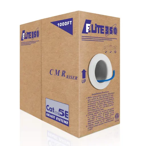 Cat5e Riser (CMR) - 24AWG, UTP, 350MHz, Solid, Bulk Networking Cable, Blue, white