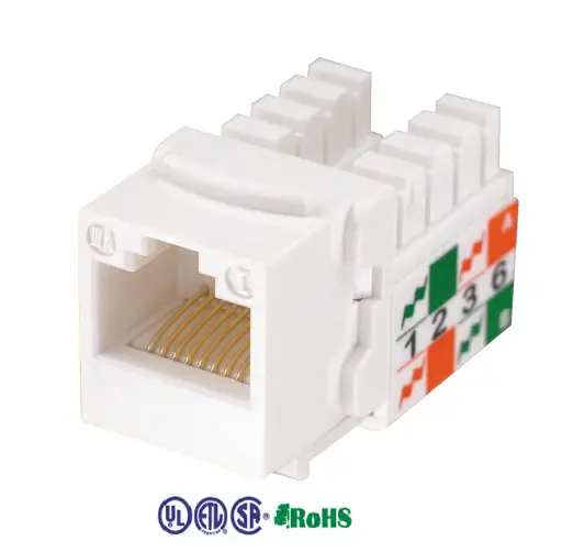 [KJ-E8-C5EAB-WH] Cat5e Keystone Jack White - 8P8C, T568A/B, Punch Down 